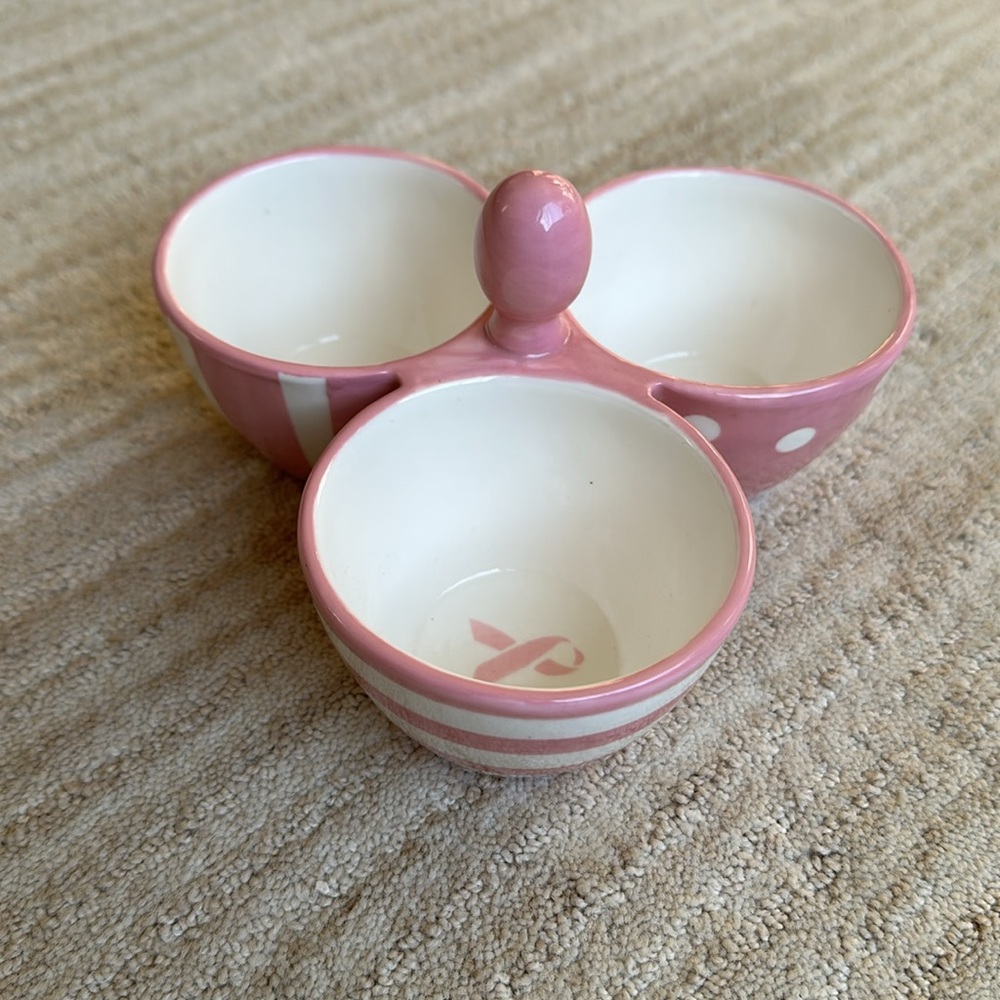 Pampered Chef Pink Bowl Trio Condiment 3 Bowl Server Help Whip Cancer #2069 - Picture 2 of 11